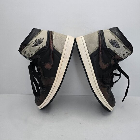 Air Jordan | 1 Retro 'Patina' black leather sporty hi-top sneakers | WMS 5.5 - Picture 4 of 8